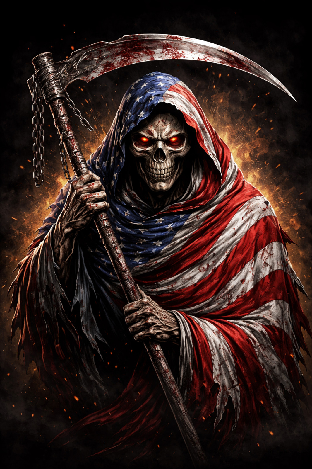 Grim Reaper American Flag Sticker Patriotic Skull USA Horror Vinyl Decal Matte W gallery