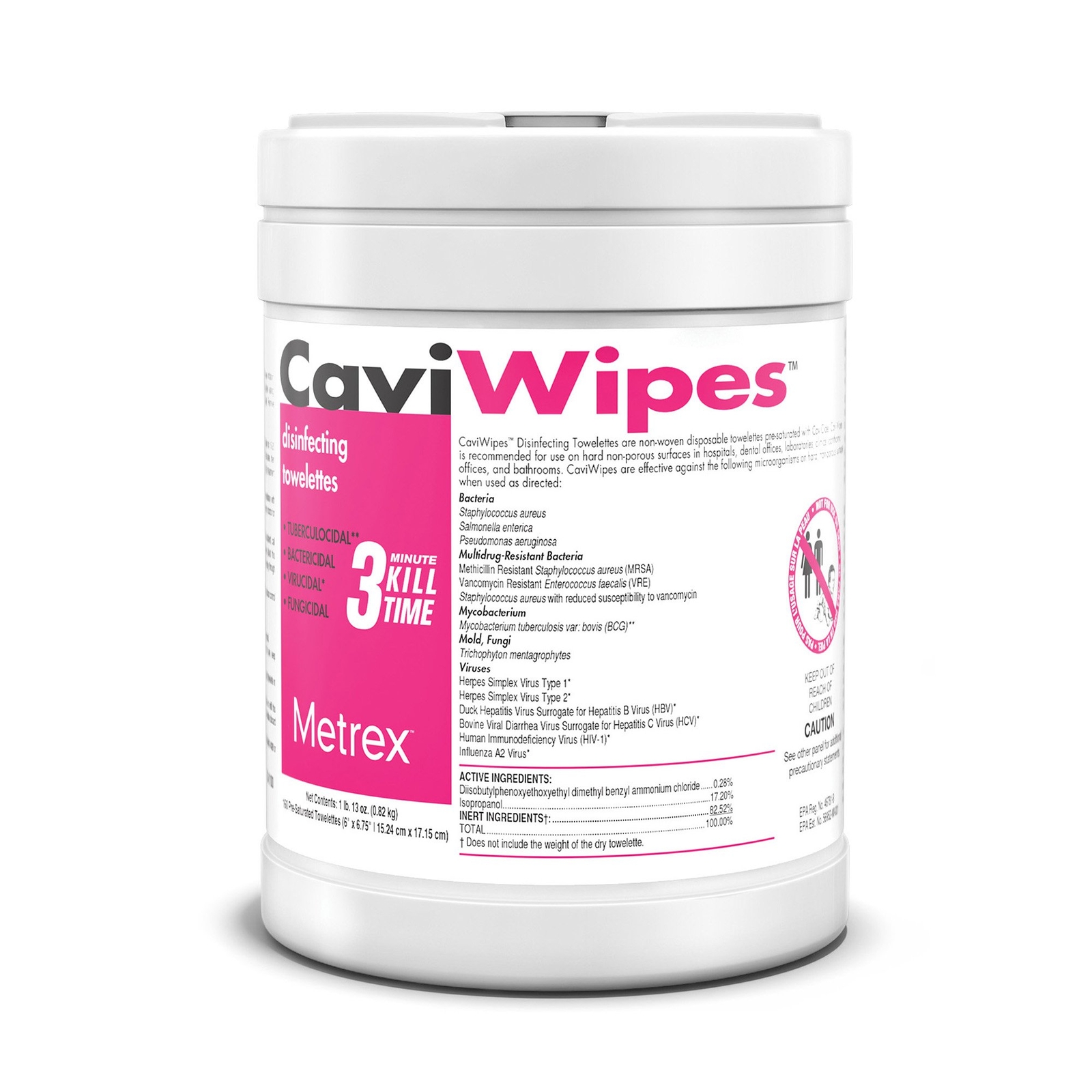 CaviWipes Surface Disinfectant Wipe Canister Alcohol Scent 160 Ct 13-1100 gallery