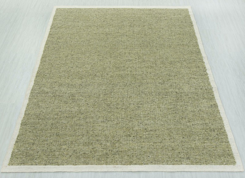 Natural Wool Jute Green Solid Plain High Quality Hand Woven Premium Quality Rug gallery