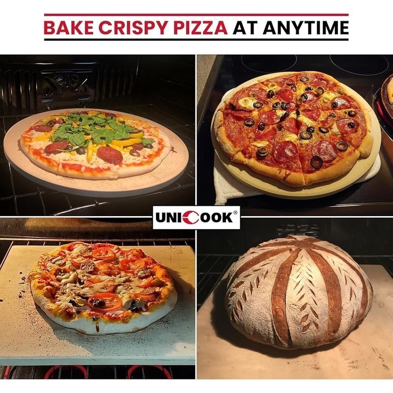 Durable Cordierite Pizza Stone Super Crisp Crust Multi-functional Baking Tool US gallery