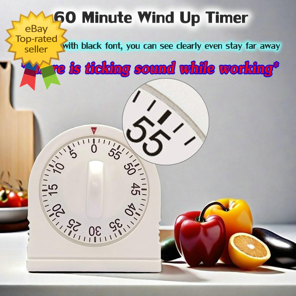 60 Minute Wind up Timer Visual Mechanical Timer with Loud Alarm Manual Countdow gallery