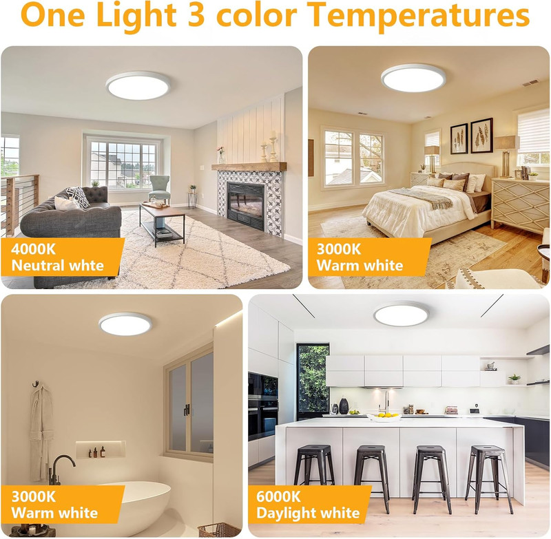 9 Inch LED Flush Mount Ceiling Light 6 Pack - 18W Ultra-Slim 3 Color Options gallery