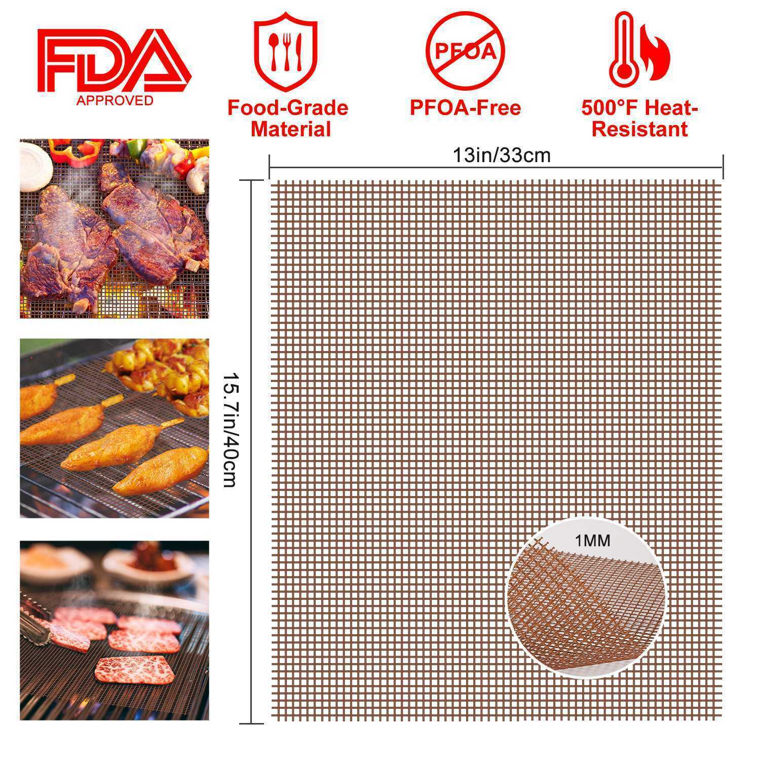 Grill Mat Net BBQ Mesh Non Stick Washable Reusable Bake Meat Pad Grilling Sheet gallery