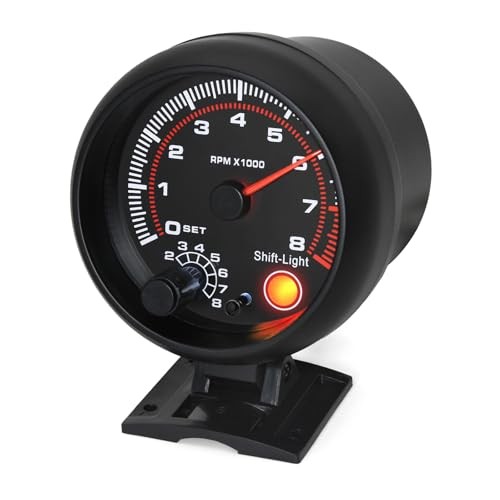 RPM Tachometer Gauge with Shift Light for Car 0-8000 RPM 3-3/4" 95mm Tach gallery