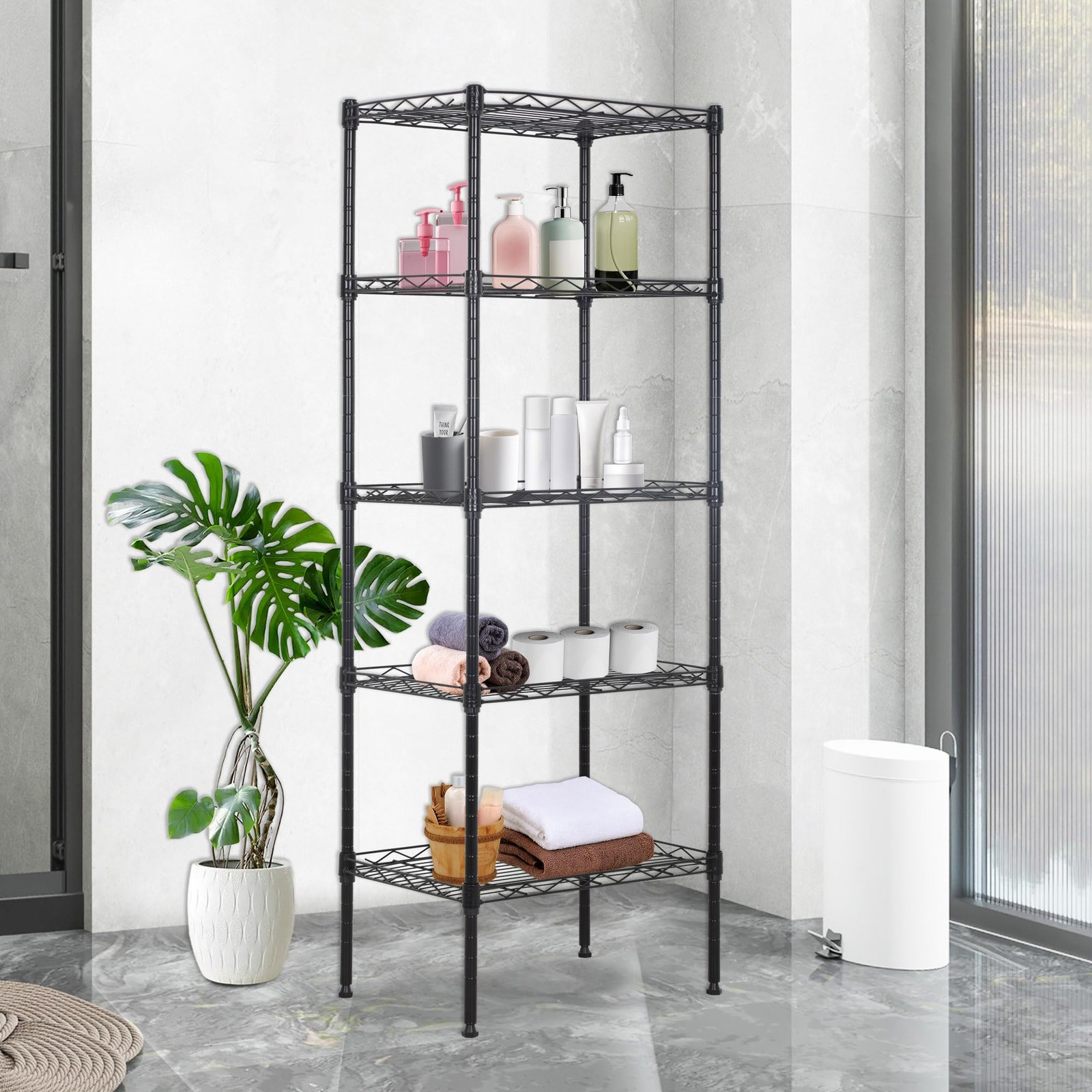 BestOffice | 5-Tier Wire Storage Shelves | 17x12x48 | Black | with Adjustable... gallery