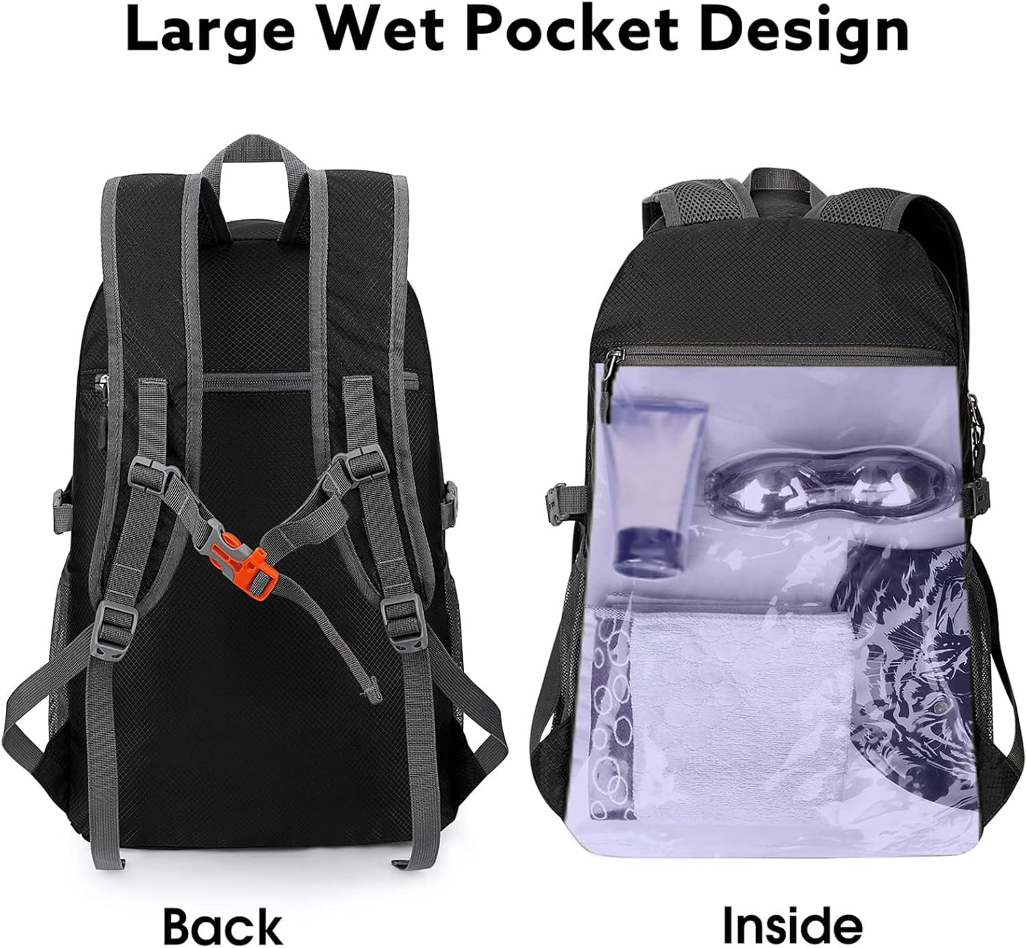 Lightweight Packable Hiking Backpack, Waterproof Travel Daypack 2