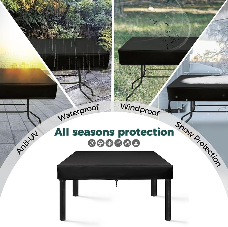 SUNICO Outdoor Table Cover rectangular (72" L x 35" 72 L x 35 W x 6 H, Black gallery