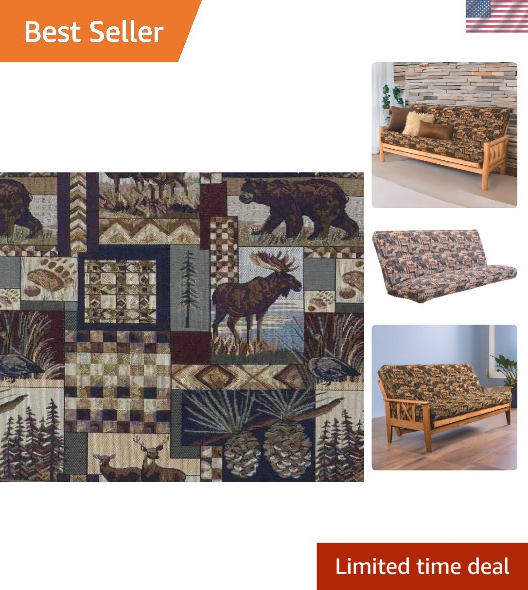 Futon Cover Only Full Size 54x75 Inches Cotton Blend Polyester Tapestry gallery