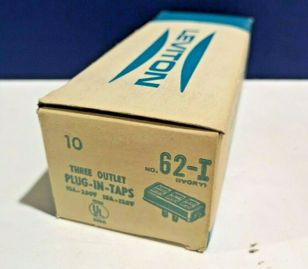 LEVITON IVORY 3-Outlet Plug-In RECEPTACLE Tap 10A 250V 15A 125V UL NEW 62-I gallery