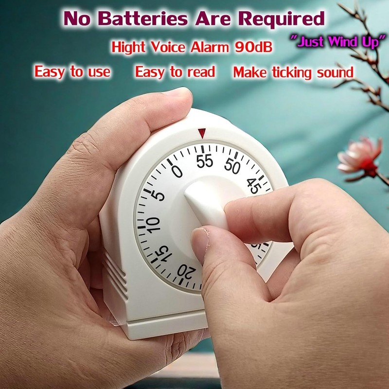 60 Minute Wind Up Mechanical Timer with Loud Alarm Manual Countdown Clock gallery