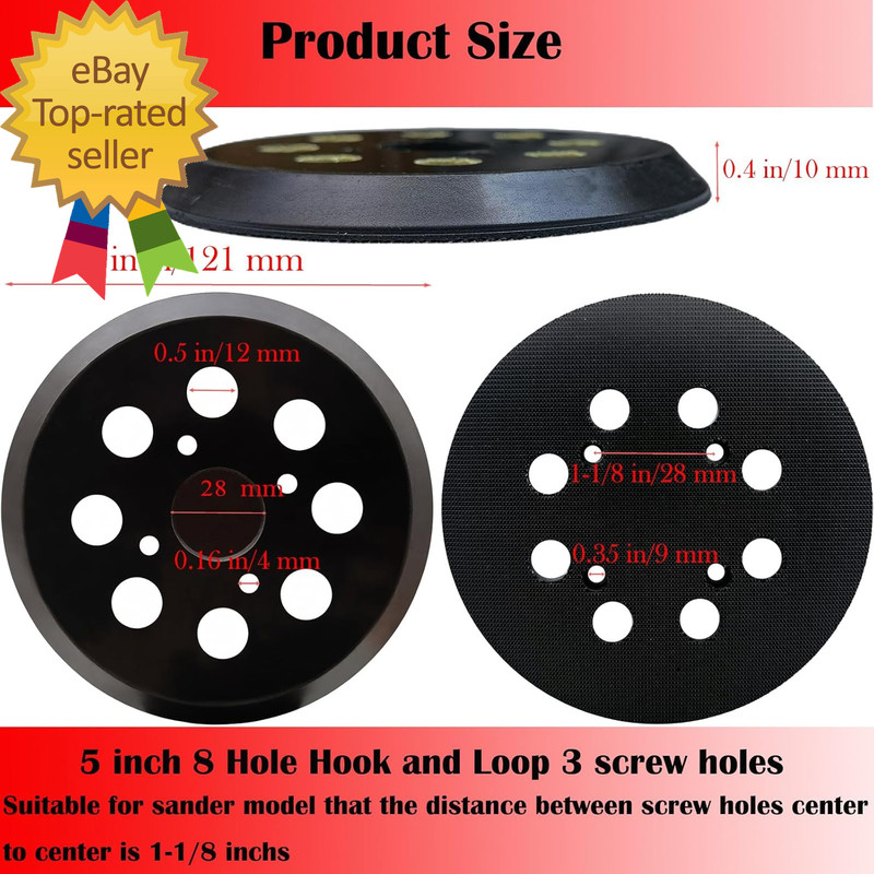 2 Pack 5 Inch 8 Hole Hook-And-Loop Replacemet Sanding Pad for SKIL SR211601 gallery