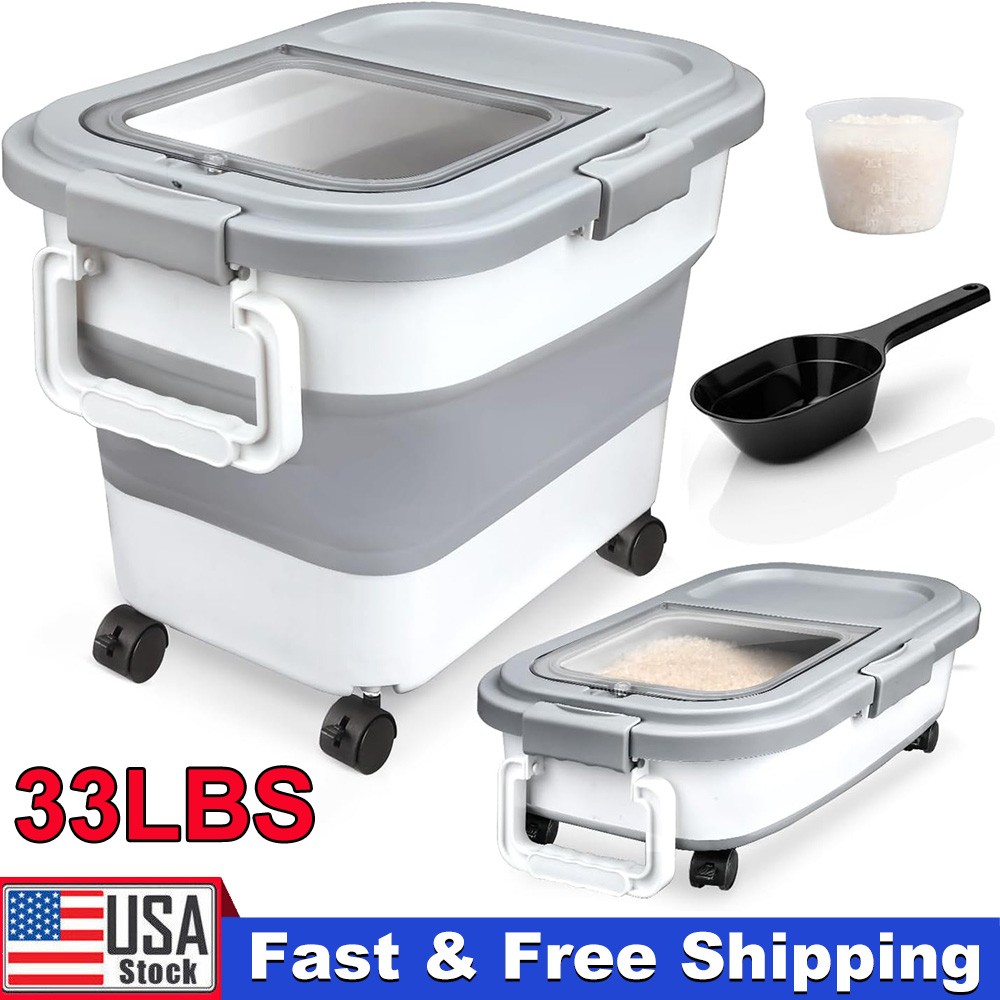 Dog Food Storage Container Collapsible Food Storage Containers w/ Wheels & Scoop gallery