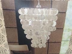 Global Bazzar White Capiz Shell 1 Light Chandelier 17.25″H x 12″ Diameter Sealed