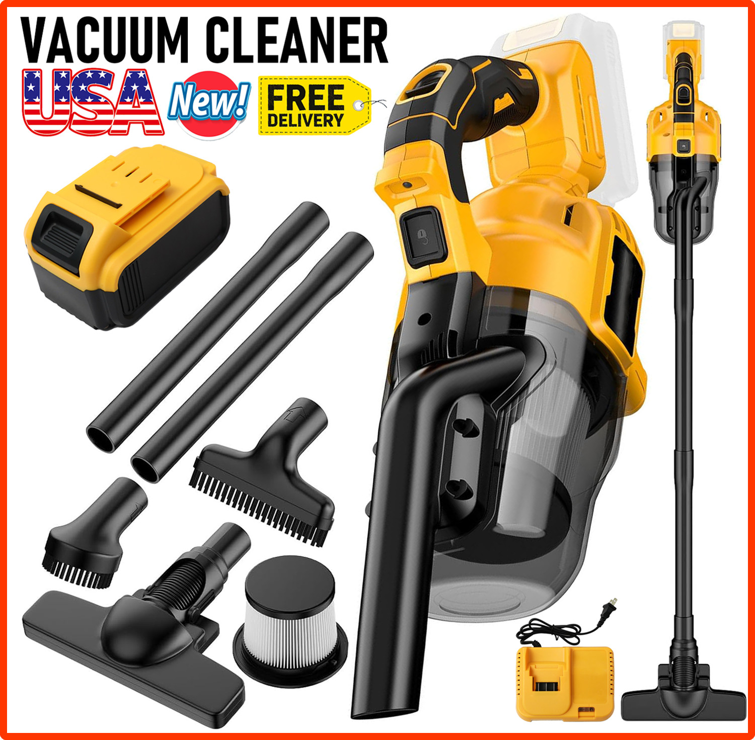 500W Cordless Handheld Vacuum Cleaner Portable Home Car Auto Wireless W/ Battery gallery