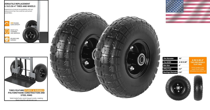 10-Inch Solid Flat-Free Tire Wheels for Garden and Utility Carts gallery