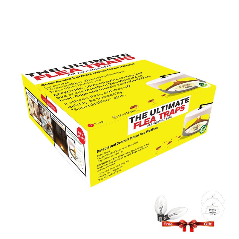 2 Flea Traps for inside Your Home with 4 Sticky Disc & 4 Bulbs & 2 Electric gallery