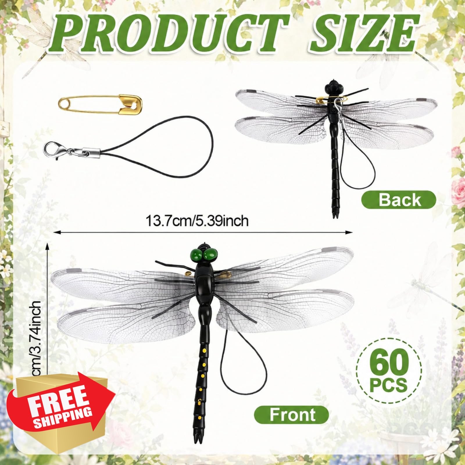 Mysora 36 Realistic Dragonfly Clips Black gallery