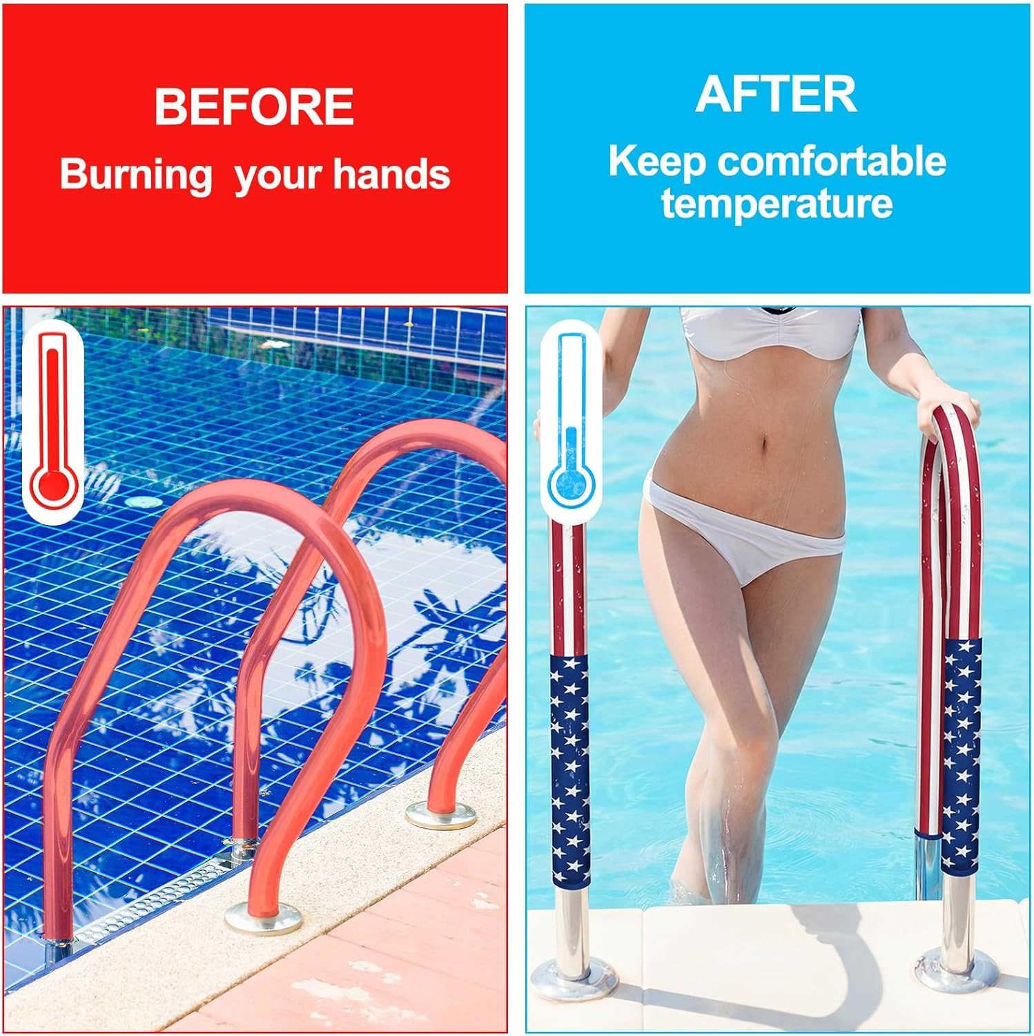Pool Handrail Cover 8 Ft Swimming Pool Ladder Hand Rail Cover with Zippers Slip gallery