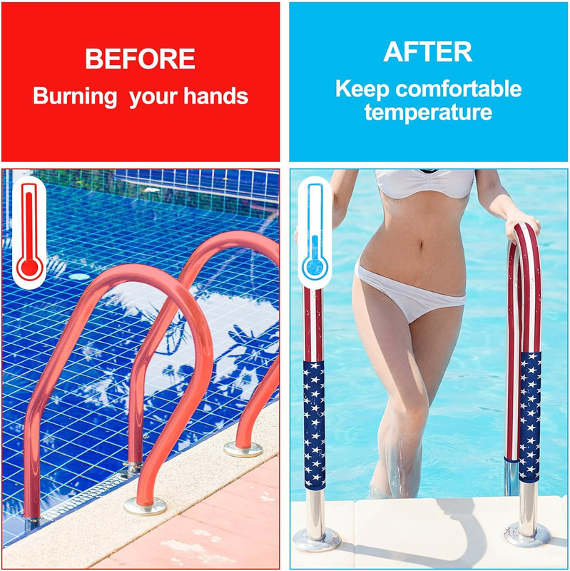 Pool Handrail Cover 8 Ft Swimming Pool Ladder Hand Rail Cover with Zippers Slip gallery