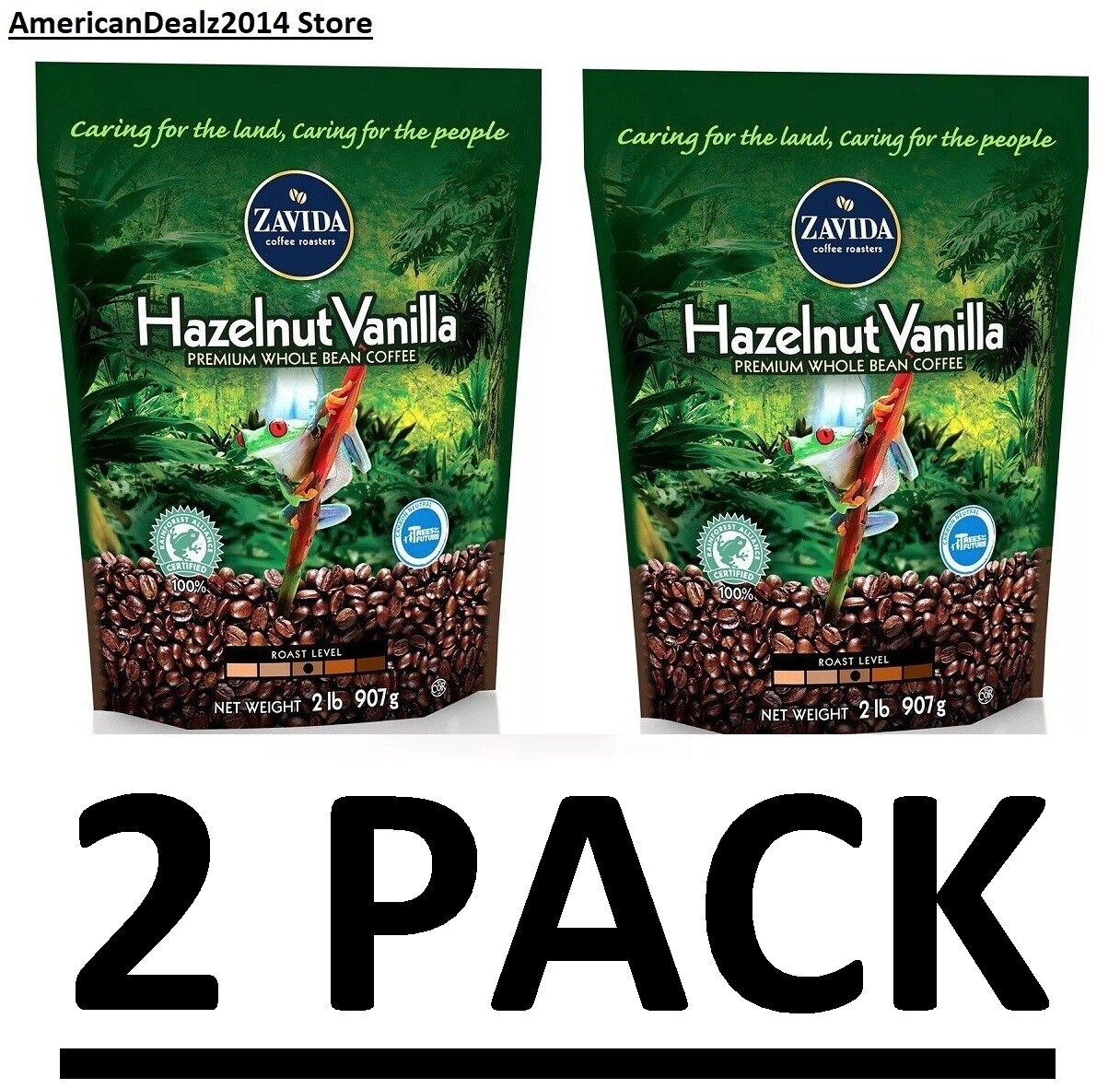 2 PACK - Zavida Coffee Whole Bean Coffee Hazelnut Vanilla 2 lbs (Total 4 lbs) gallery