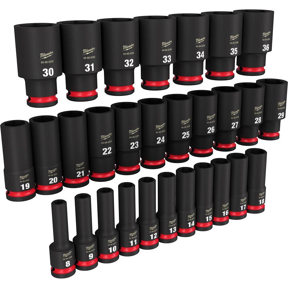 Milwaukee Impact Socket 1/2In Drive Metric Deep 6 Point 29Pc gallery