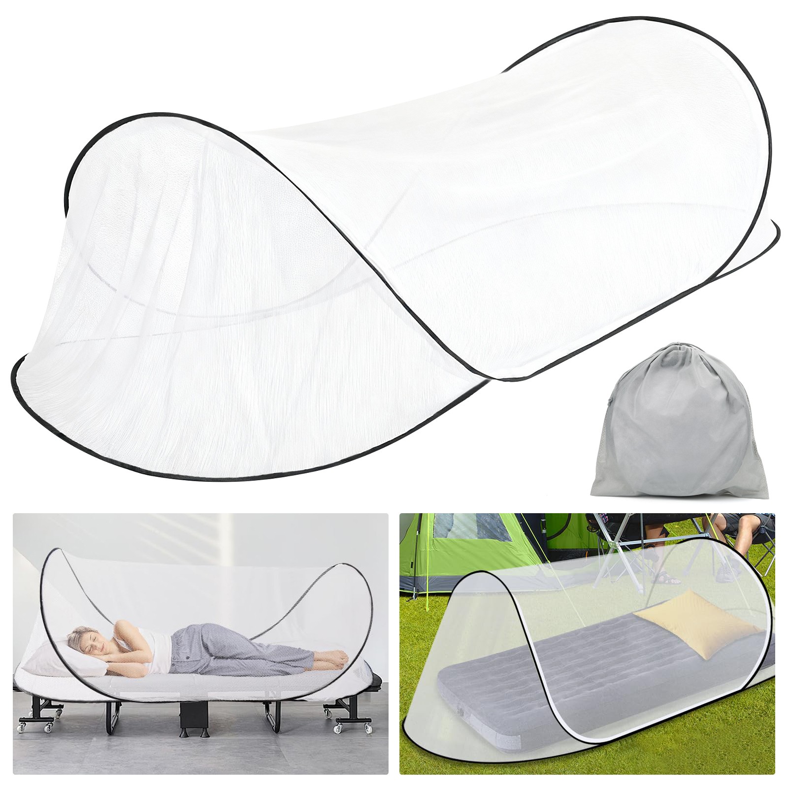 Portable Pop Up Mosquito Net Bed Tent Foldable Breathable Travel Sleep with Bag gallery