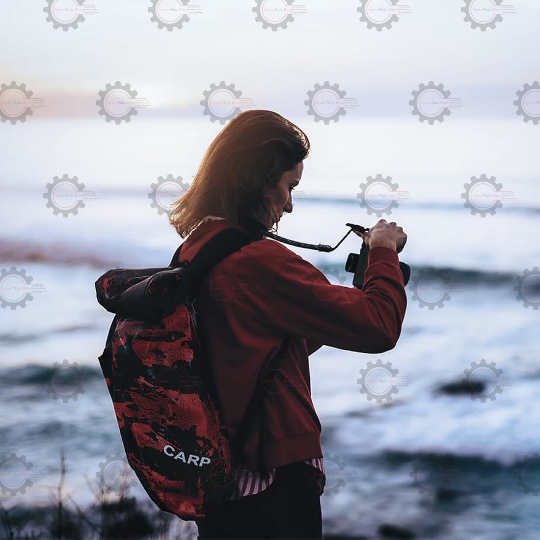 Carp Waterproof Roll "Top Laptop Backpack (Red Camo)" 2