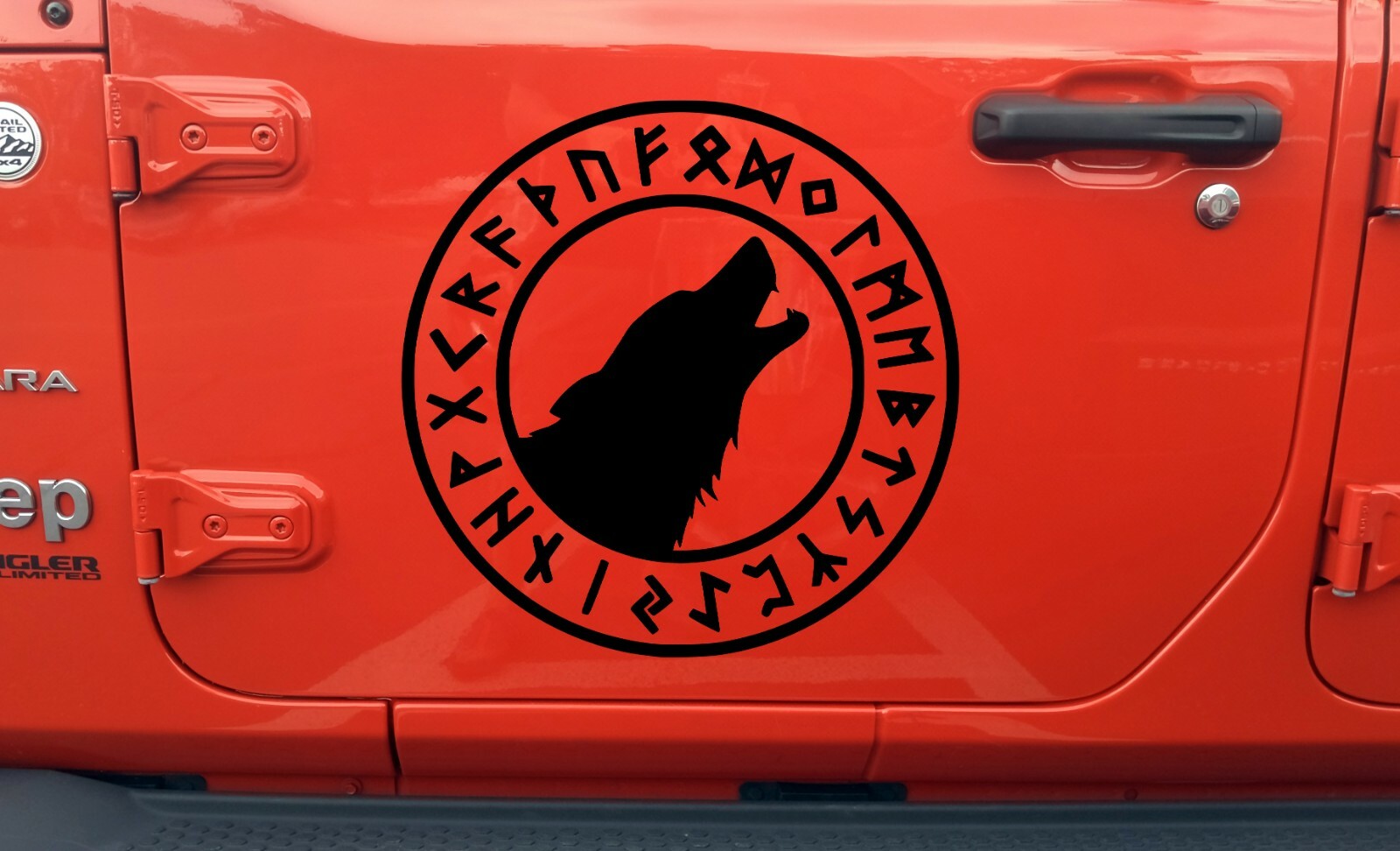 Wolf in Runic Circle Vinyl Decal | Odin Viking Celtic Geri Freki Runes | Sticker gallery