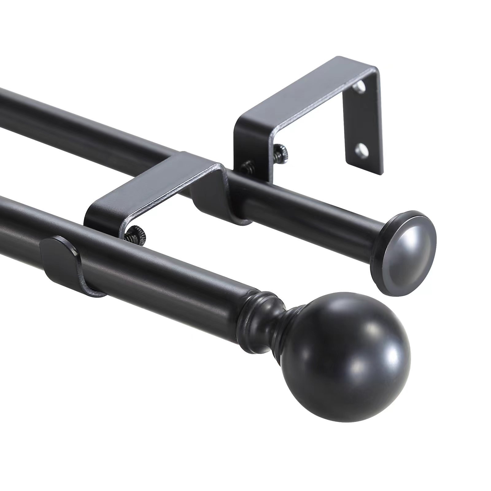5/8" Ball Adjustable Double Drapery Curtain Rod Set, 28”-48“/ 48”-84“/ 84”-120” gallery