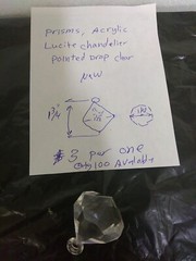 prisms , Acrylic chandelier pointed drop clear 1 3/4 L x 1 1/2″w/1 1/4″D(43C1UP