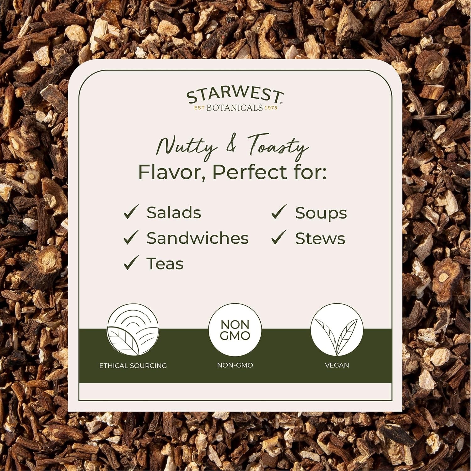 Starwest Botanicals Organic Raw Dandelion Root - Loose Leaf Herbal Tea, Cut gallery