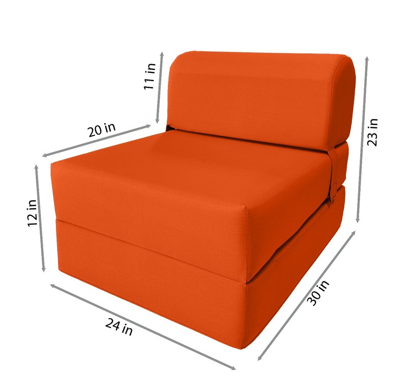 Sleeper Chair Folding Foam Beds, Foldable Sofa Couches 6 x 24 x 70, Orange gallery