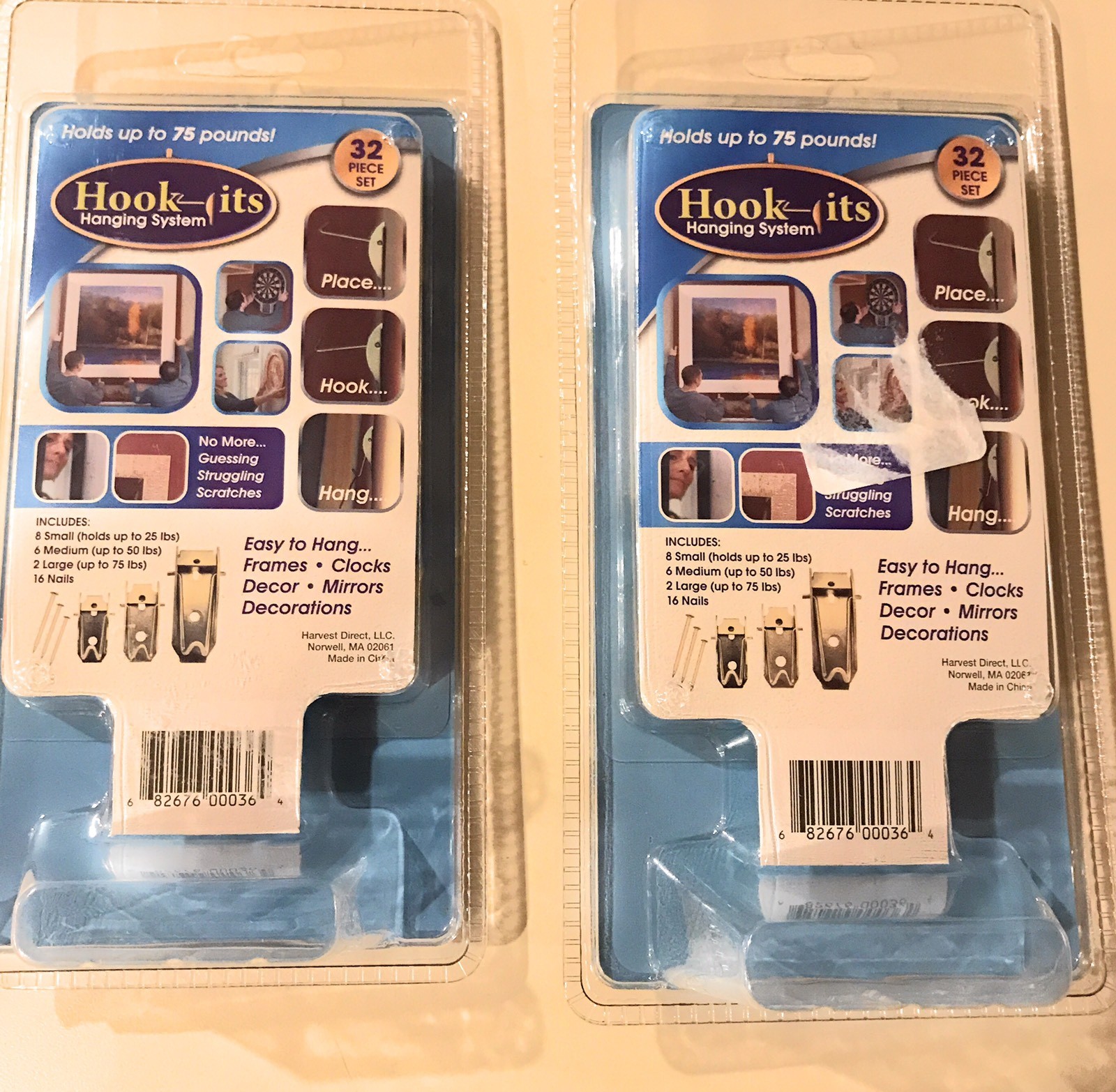 (2)-Hook-its Wall Hanging System 32 Piece Set Holds Up To 75 LBS As Seen On TV  gallery