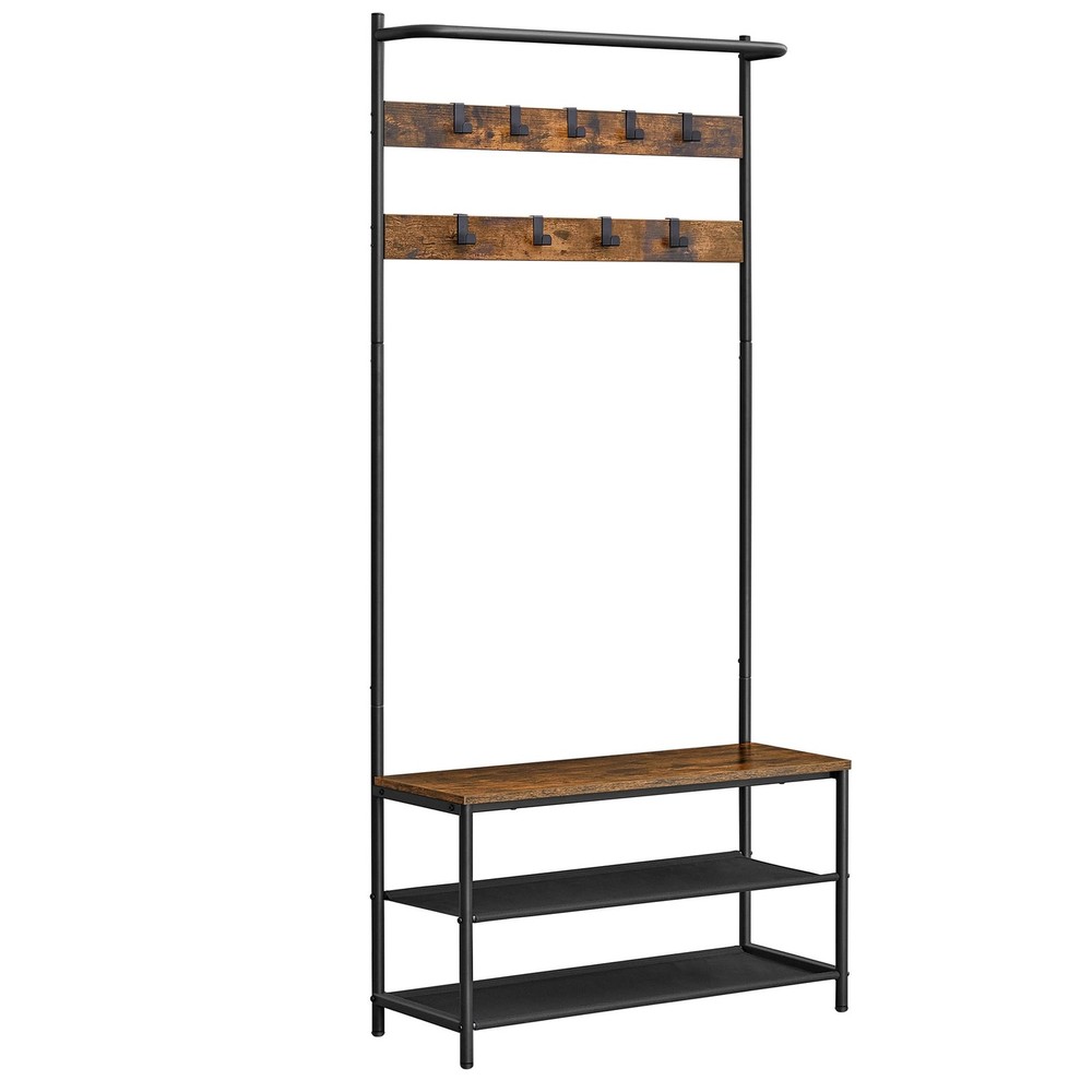Hall Tree with Bench and Shoe Storage, Entryway Bench with Coat Rack Stand an...