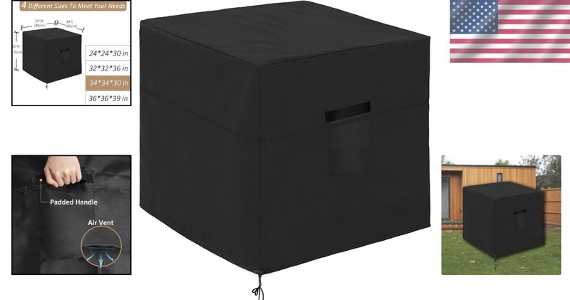 Universal 34” Air Conditioner Cover - Superior Winter Protection in Black gallery