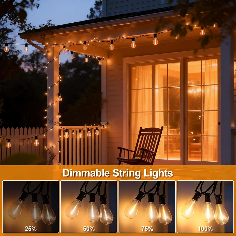 50FT Waterproof LED String Lights with Remote, Dimmable for Outdoor Use gallery