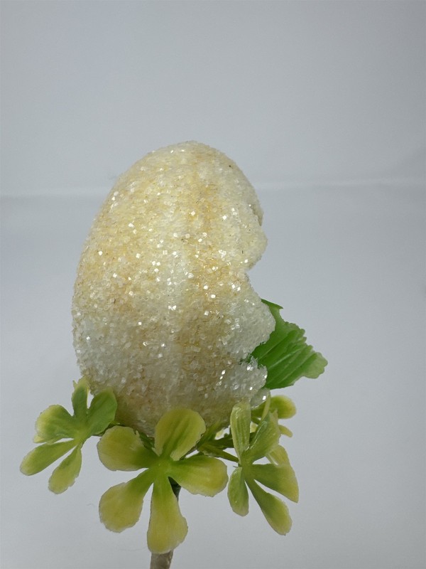 Vtg Easter Sugared Egg Diorama Floral Pick Flocked Chick Plastic Flower Spray 4" gallery