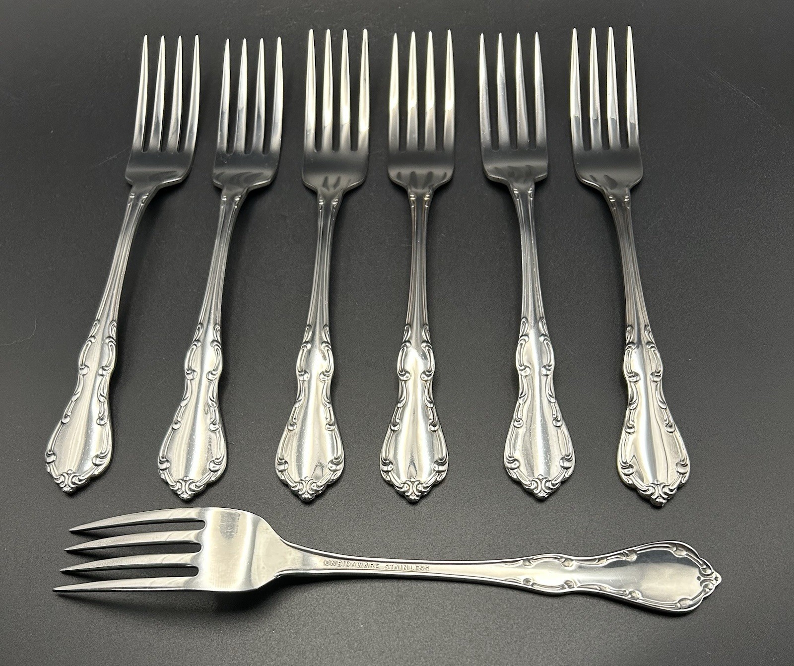 Set Of 7 Oneidaware WHITTIER Dinner Fork 7 & 1/4" Stainless Steel Flatware gallery