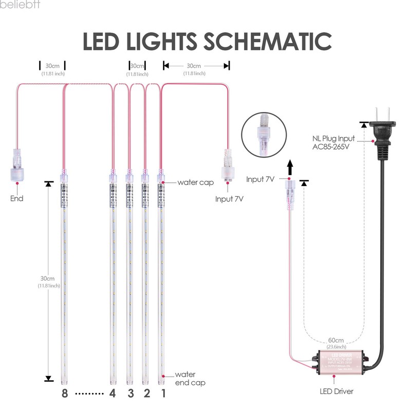 LED Meteor Shower Lights Falling Rain Drop Icicle String Waterproof Outdoor gallery