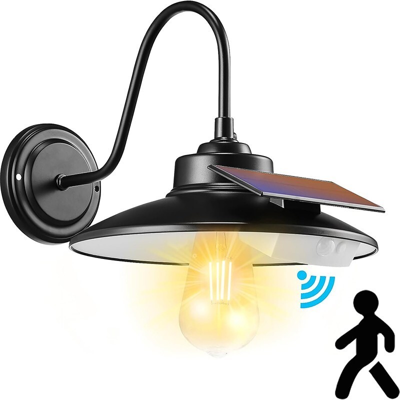 2 Pack Outdoor Solar Barn Light Motion Sensor Wall Light Waterproof Porch Light gallery