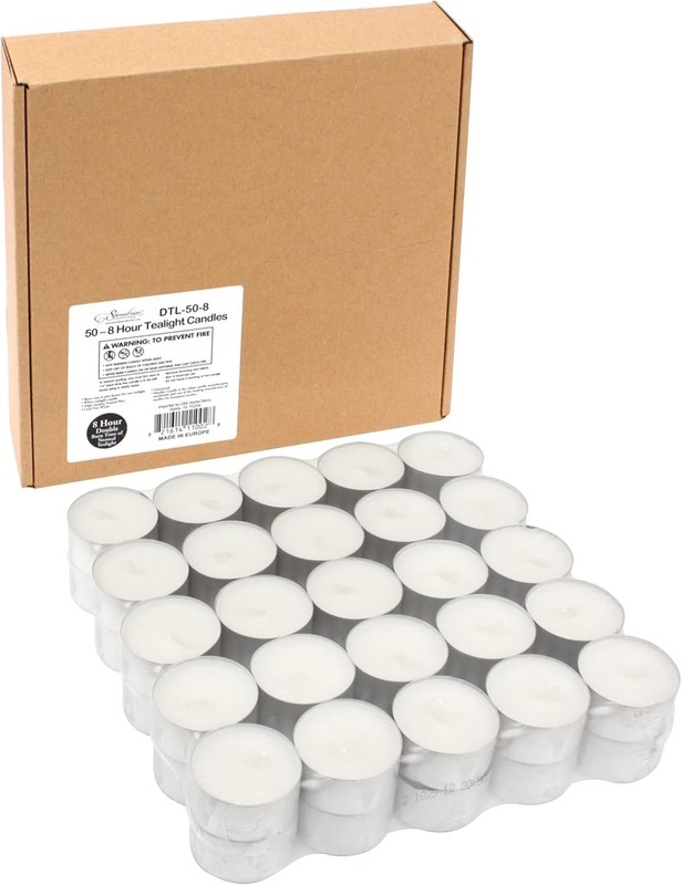 Unscented Tea Lights Bulk 8 Hour Extended Burn White Palm Wax 100 Count Party De gallery