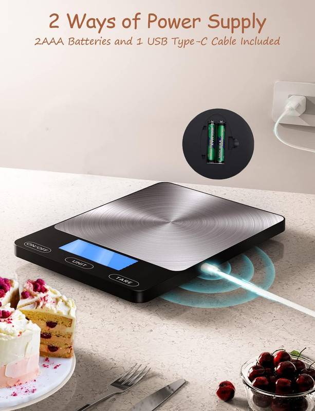 Food Scale -33Lb Digital Kitchen Scale for Food Ounces Grams Rechargeable 304 St gallery