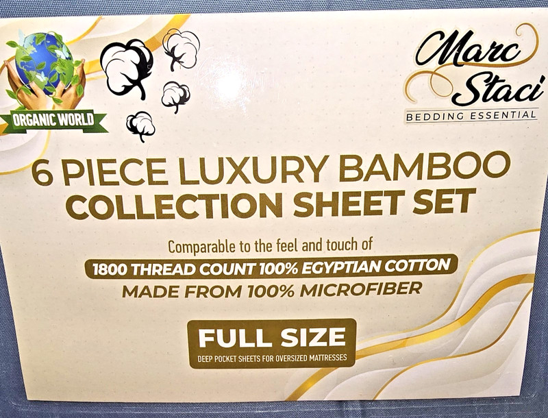 Luxury Bamboo 6 Piece Sheet Pillow Case Set Full 100% Microfiber Marc Staci *New gallery