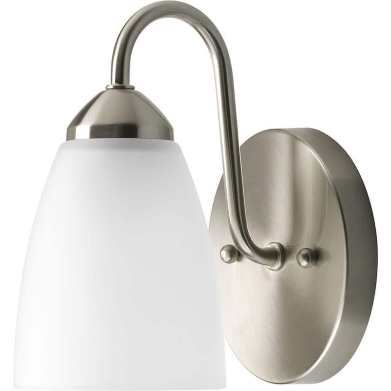 Progress Lighting 1-Light Brushed Nickel Etched Glass Bath Vanity Light gallery