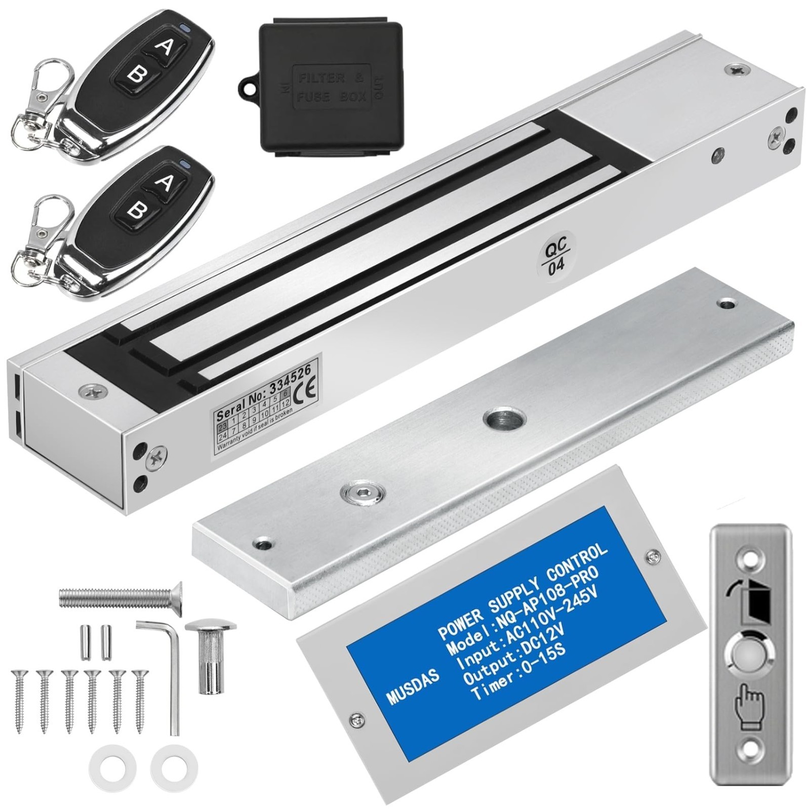 600lb Electromagnetic Door Lock Kit with Remote Control & Alert Tone - Access Co gallery