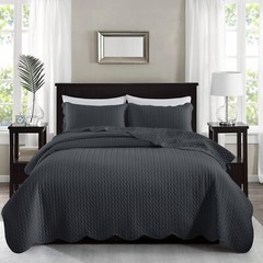 3 Piece Queen Size Quilted Bedspread Set Ultra Soft Embossed Coverlet Bed Throws