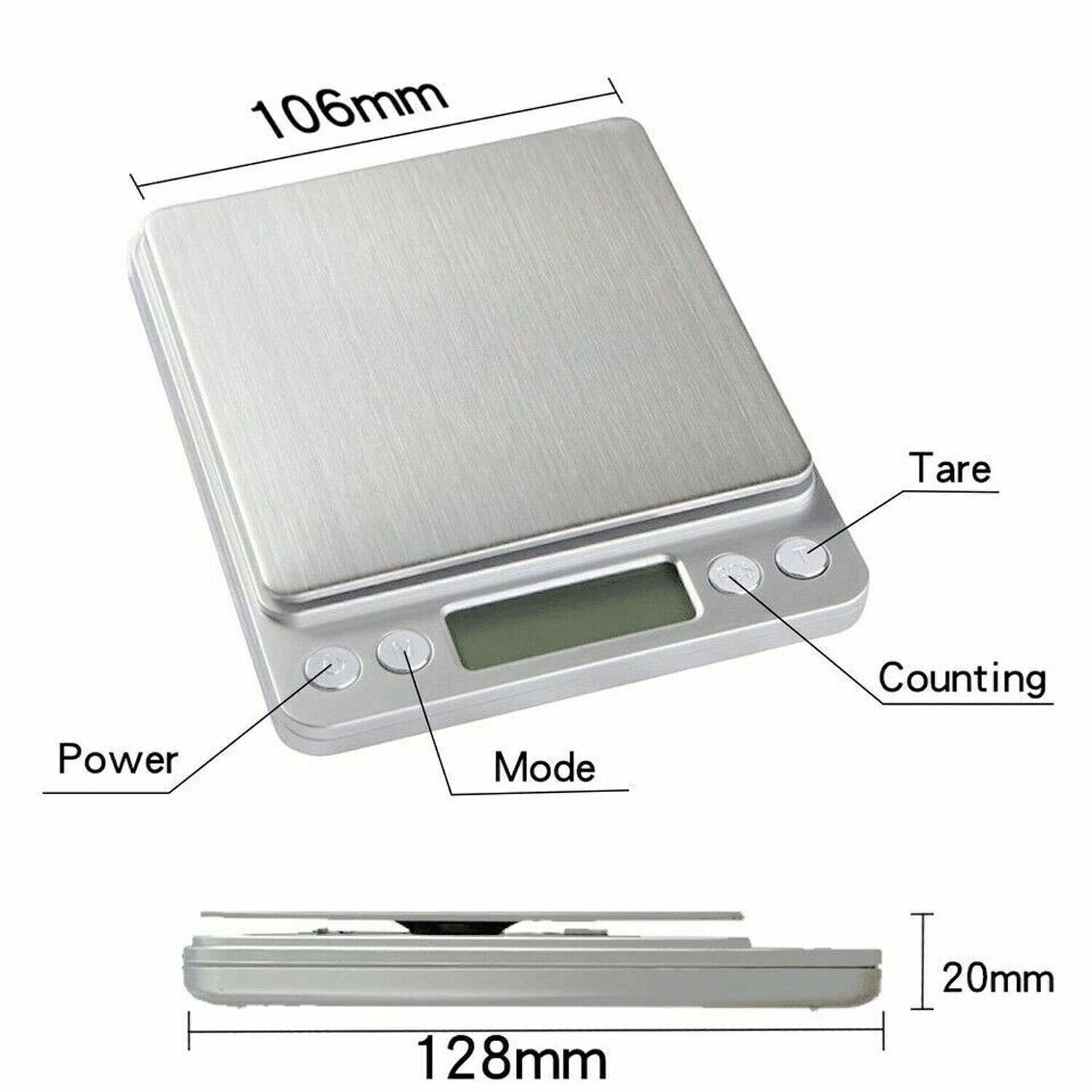 Digital Weight Scale Kitchen Jewelry Gold Grain Food MiniSize Gram 2000g x 0.1g gallery