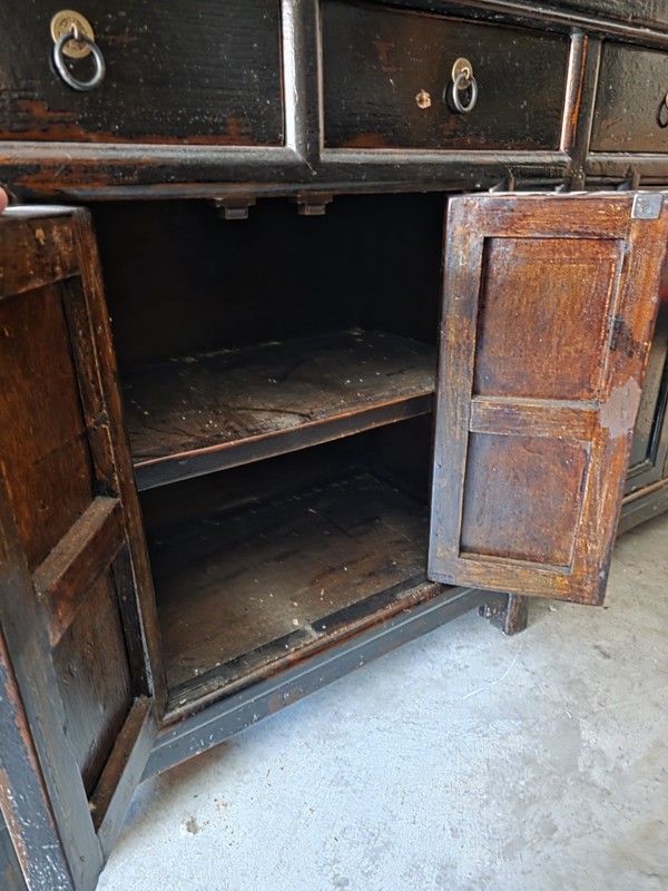Black Wood Sideboard/Buffet Cabinet 4 Doors 4 Drawers 1 Shelf Freestanding gallery