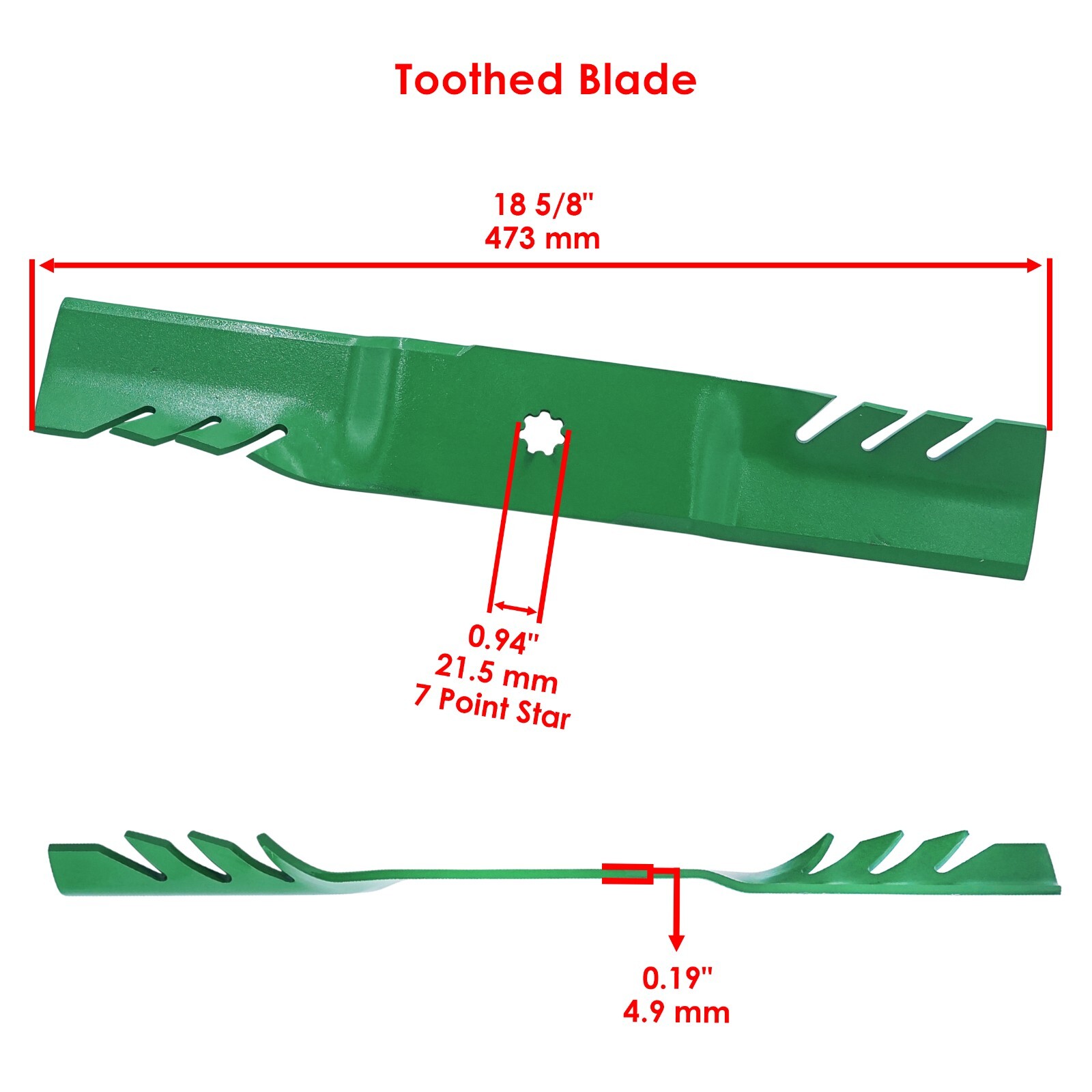 Caltric 18 5/8 inch 7 Point Star 54" Deck Toothed Blade For John Deere gallery