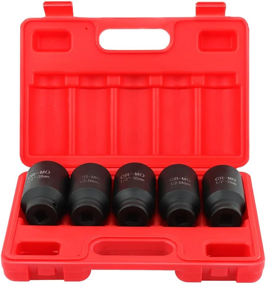 5-Piece 1/2 Inch Drive Deep Impact Axle Hub Socket Set Fit For Most Cars gallery